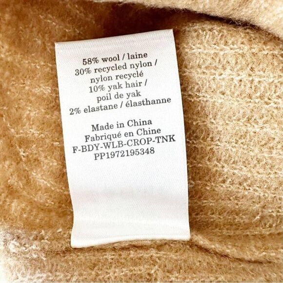 NWT Everlane Wool Blend The Cozy-Stretch Cropped Tank Top Ribbed Knit Tan - Picture 9 of 9